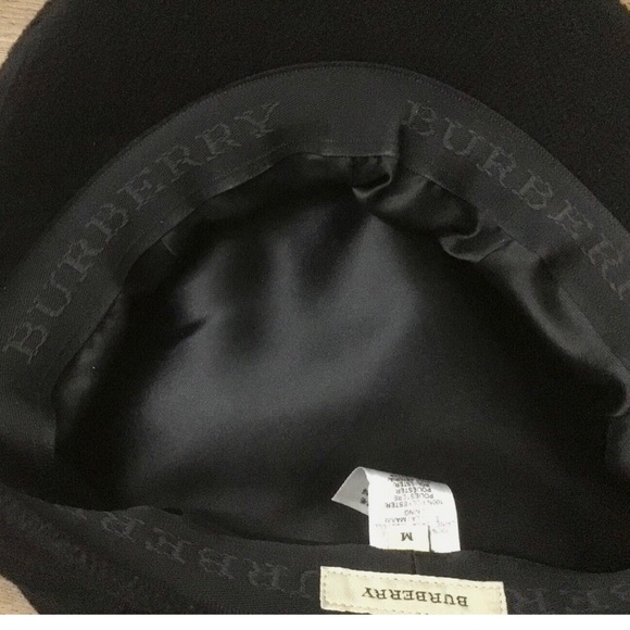 Burberry London Women\'s Black Wool Newsboy Cap Satin Black Lining Size M main image 4
